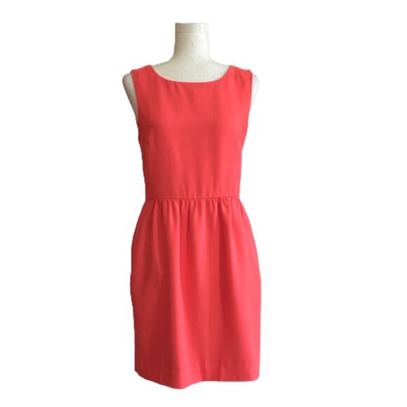 J. Crew Dress Coral Orange Sleeveless Crew Neck Pockets Summer Sheath Size 4 - Picture 12 of 12